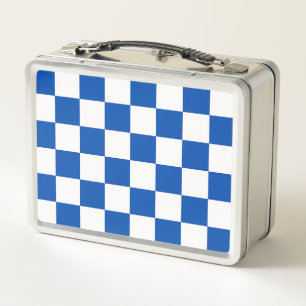 Klassisches kobaltblaues Schachbrettmuster Metall Brotdose