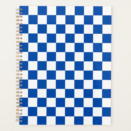 Klassisches kobaltblaues Schachbrettmuster Planer (Vorderseite)