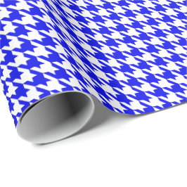 Klassisches königsblau-weißes Hundezahnmuster Geschenkpapier