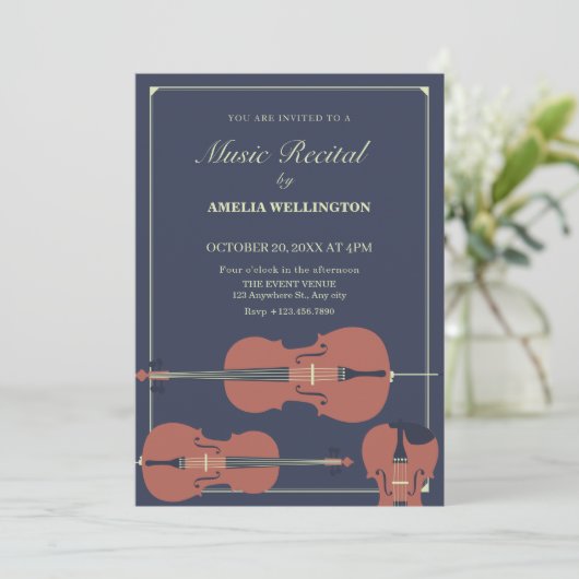 Klassisches Konzert der dunklen Violinklasse Einladung (Stehend Vorderseite)