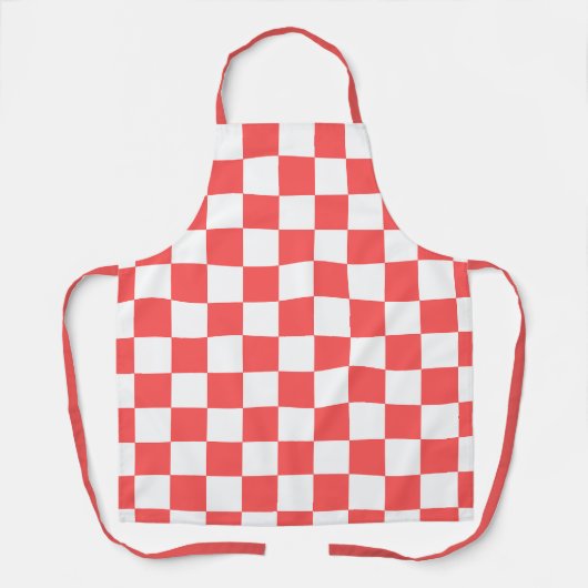 Klassisches korallenrotes Schachbrettmuster Schürze (Vorderseite)