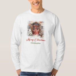 Klassisches Kriegsdesign mit Weihnachtshaus T-Shirt