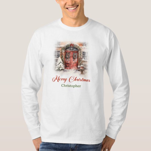 Klassisches Kriegsdesign mit Weihnachtshaus T-Shirt (Vorderseite)