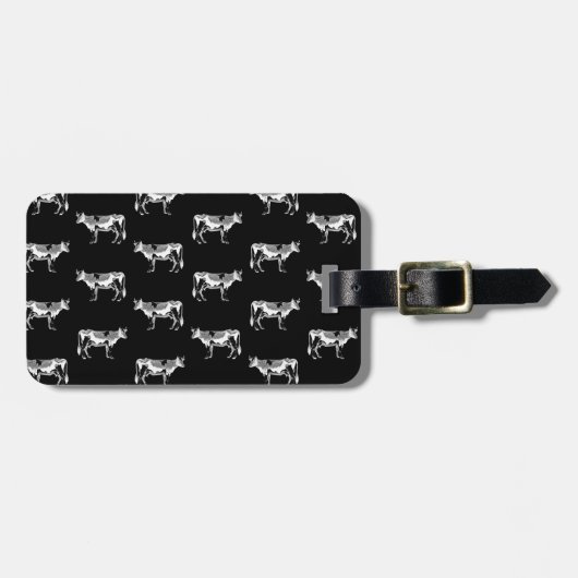 Klassisches Kuh-Muster-Vintager Gepäckanhänger (Vorderseite horizontal)