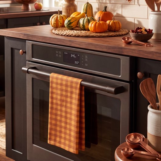 Klassisches Kürbis-Herbst-Gingham-Karo Geschirrtuch