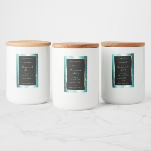 Klassisches Label für Aquamarine Glitzer-Rahmen Lebensmitteletikett (Flaschen)