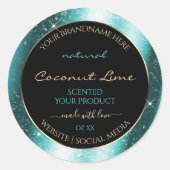 Klassisches Label für Aquamarine Glitzer-Rahmen Runder Aufkleber (Vorderseite)