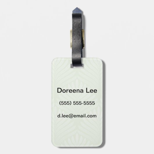 Klassisches Laubmuster im Weiß und im Grün Gepäckanhänger (Rückseite vertikal)