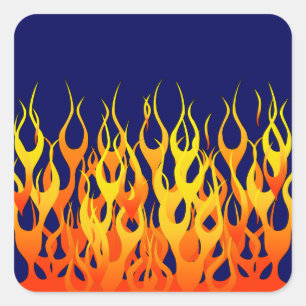 Klassisches laufendes Flammen-Feuer auf Quadratischer Aufkleber