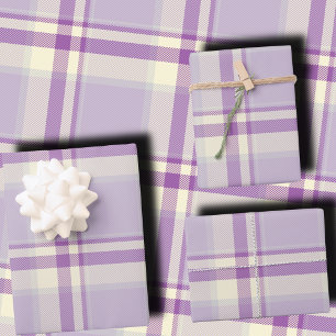 Klassisches Lavendel-Karo Elegantes Weihnachtsfest Geschenkpapier Set