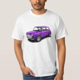Klassisches lila Miniauto auf weißem T - Shirt