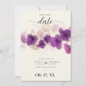 Klassisches Lila Orchid Modernes Boho Foto Hochzei Save The Date (Vorderseite)