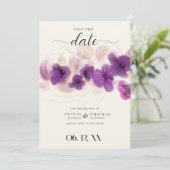 Klassisches Lila Orchid Modernes Boho Foto Hochzei Save The Date (Stehend Vorderseite)