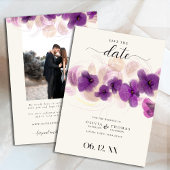Klassisches Lila Orchid Modernes Boho Foto Hochzei Save The Date