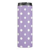 Klassisches lila Punkte-Muster-Monogramm Thermosbecher (Rückseite)