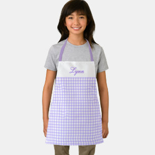 Klassisches Lila und Weiß Gingham Personalisiert Schürze