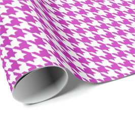 Klassisches lila-weißes Houndstooth-Muster Geschenkpapier
