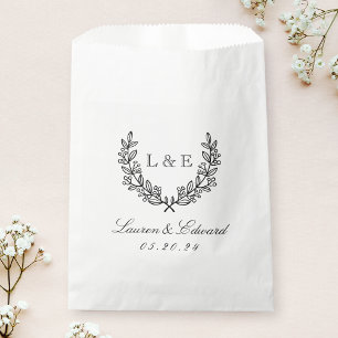 Klassisches Lorbeer-Hochzeitsinitial-Monogramm Geschenktütchen