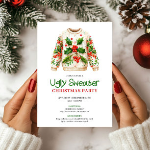 Klassisches lustiges hässliches Weihnachtsshirt-Ei Einladung