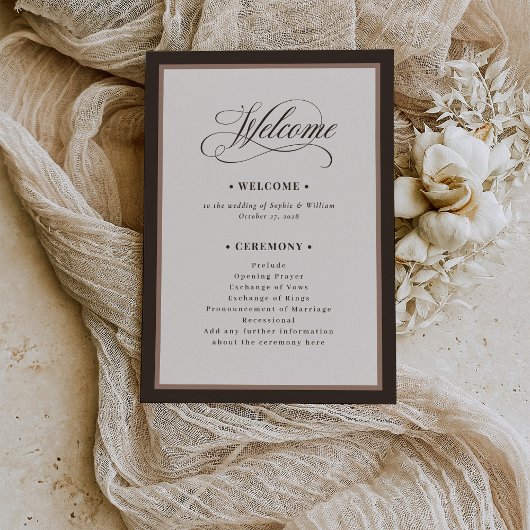 Klassisches Luxe | Braune Neutrale Hochzeit Programm