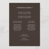Klassisches Luxe | Dunkle Espresso-Braune Hochzeit Programm (Rückseite)