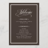 Klassisches Luxe | Dunkle Espresso-Braune Hochzeit Programm (Vorderseite)