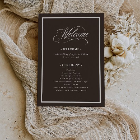 Klassisches Luxe | Dunkle Espresso-Braune Hochzeit Programm