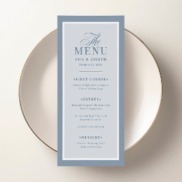 Klassisches Luxe | Dusty Blue Border Hochzeit Menükarte