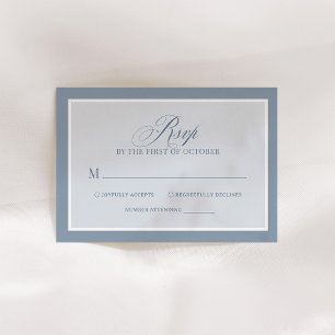 Klassisches Luxe   Elegante Staubblaue Hochzeit RSVP Karte