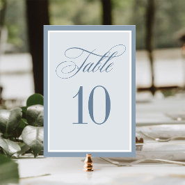 Klassisches Luxe | Elegante staubblaue Hochzeit Tischnummer