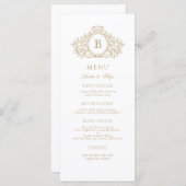 Klassisches Luxe Gold und White Monogram Wedding M Menükarte (Vorne/Hinten)