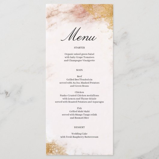 Klassisches Luxe Marble Wedding Menu Programm (Vorderseite)