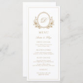 Klassisches Luxe Wappen Monogram Wedding Menu Menükarte (Vorne/Hinten)