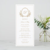 Klassisches Luxe Wappen Monogram Wedding Menu Menükarte (Stehend Vorderseite)