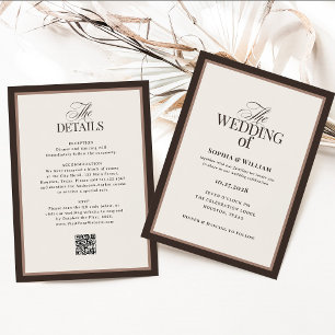 Klassisches Luxus   Braunes neutrales RSVP QR-Code Einladung