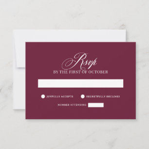 Klassisches Luxus Elegante burgunderrote Hochzei RSVP Karte