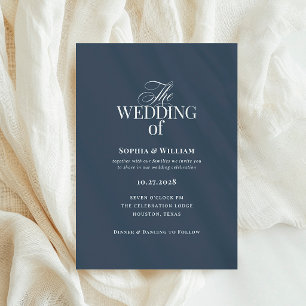 Klassisches Luxus Elegante Navyblaue Hochzeit Einladung