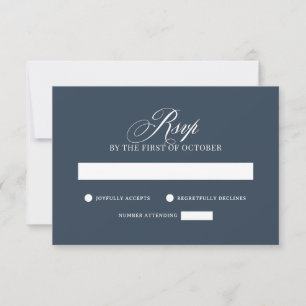 Klassisches Luxus Elegante Navyblaue Hochzeit RSVP Karte