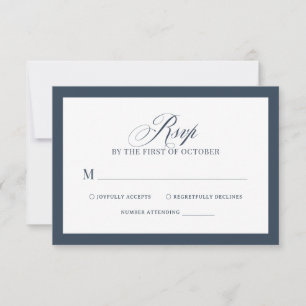 Klassisches Luxus Elegante Navyblaue und Weiße H RSVP Karte