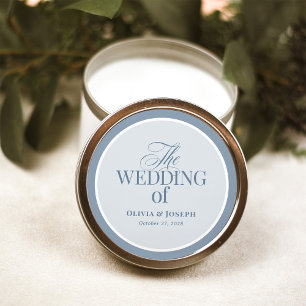 Klassisches Luxus   Elegante Staubblaue Hochzeit Runder Aufkleber