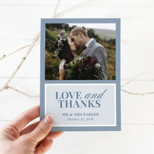 Klassisches Luxus   Elegantes Staubblaues Hochzeit Dankeskarte