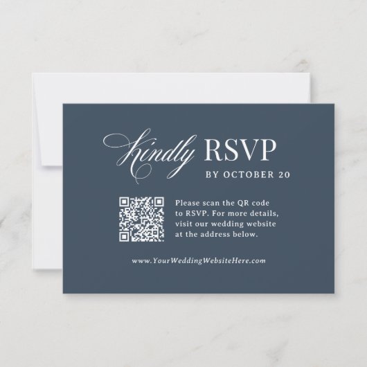 Klassisches Luxus | Hochzeit mit scannbarem QR-Cod RSVP Karte (Vorderseite)