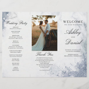 Klassisches Luxus-Marmor-Trifold-Hochzeitsprogramm Flyer