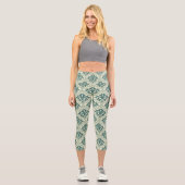Klassisches Luxus-Zierdach-Damaskus-Muster Capri Leggings (Vorderseite)