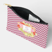 Klassisches Magenta-Rot-Pink-Gingham-Karo-Muster Zubehörtasche (Offen)