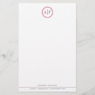Klassisches magentarotes mit Monogramm Briefpapier