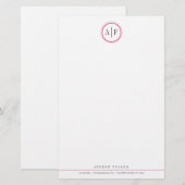 Klassisches magentarotes mit Monogramm Briefpapier (Vorne/Hinten)