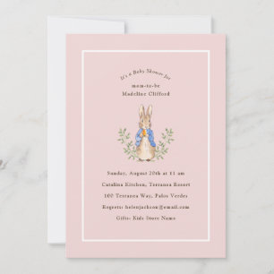 Klassisches Märchenbuch-Häschen Rosa Vintage-Baby- Einladung