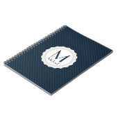 Klassisches Marine-Blau Button-gestreift - Notizblock (Linke Seite)