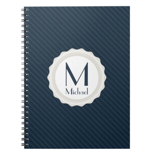 Klassisches Marine-Blau Button-gestreift - Notizblock (Vorderseite)